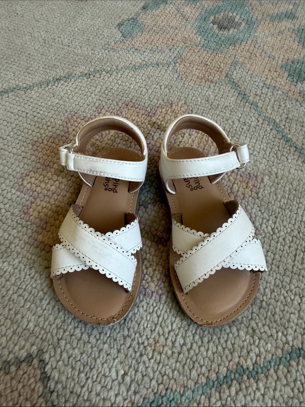 jumping beans White Scalloped Cross-Strap Toddler Sandals 7